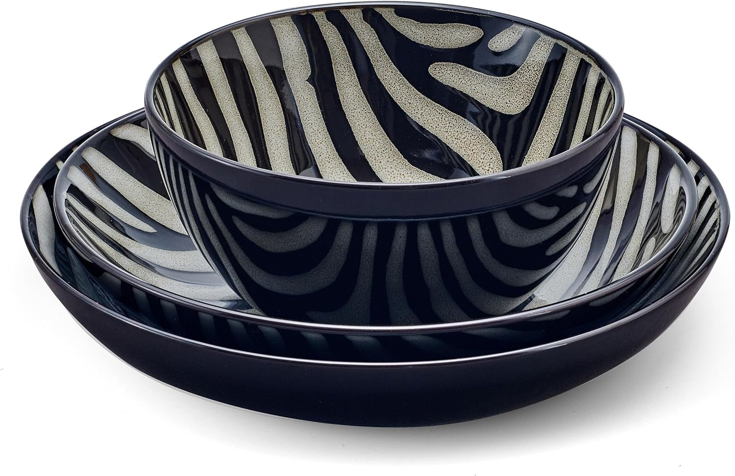 Mikasa Amari Animal Print Safari 12 Piece Dinnerware Bowl Set, Service for 4