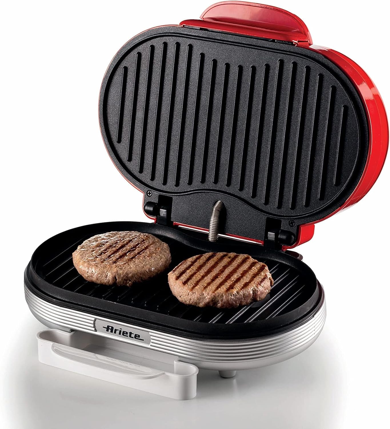 Ariete 205 Hamburger Maker Party Time, Macchina per Fare Hamburger, 1200 W, Doppie Piastre Antiaderenti, 2 Scomparti, Facile Da Pulire, Rosso