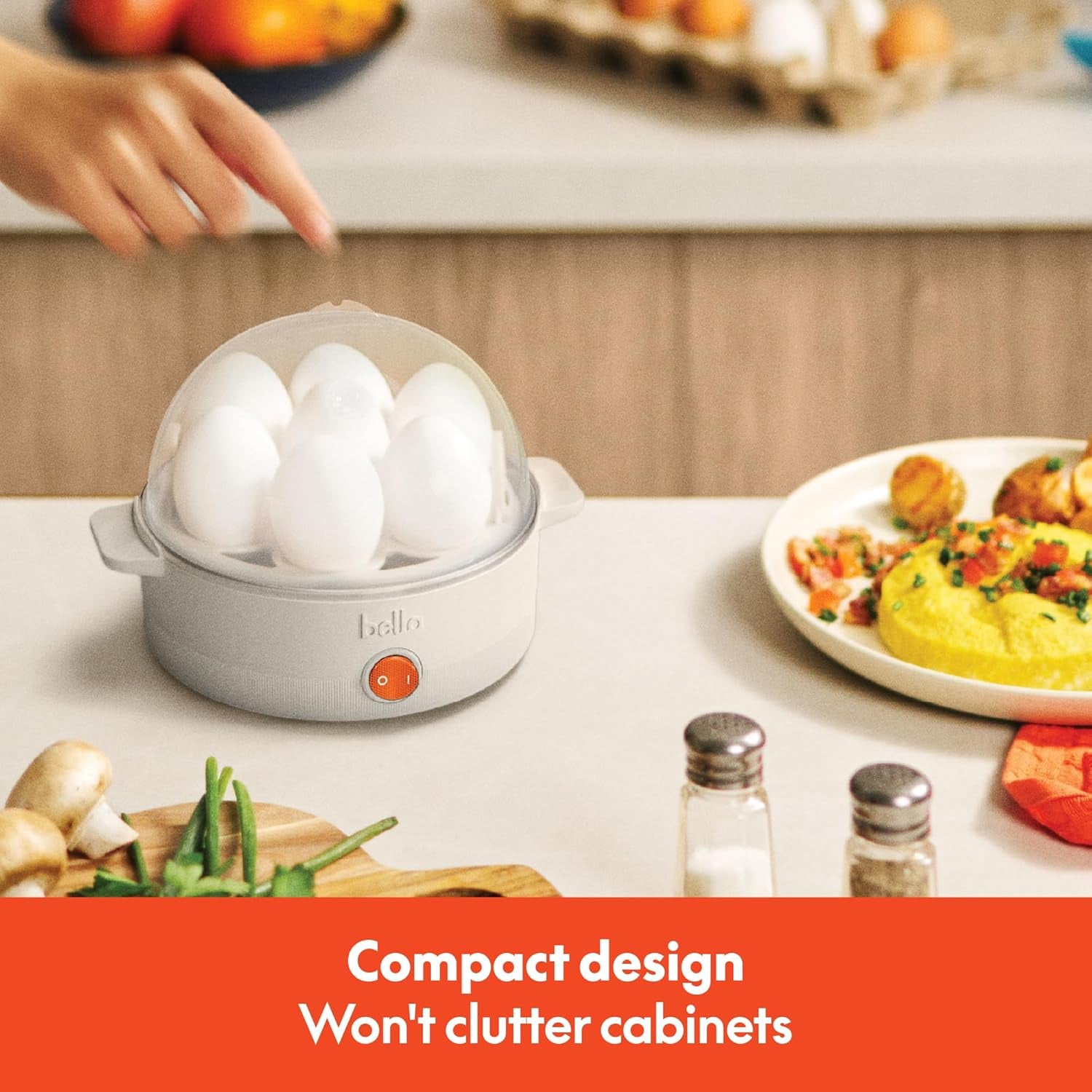 Bella Electric Egg Cooker, 7 Eggs Capacity Tray, Single Stack, for Poached, Scrambled, Hard, Medium & Soft Boiled Eggs, Omelets and Steamed Dumplings, Auto Shutoff, 360 Watt, Oatmilk