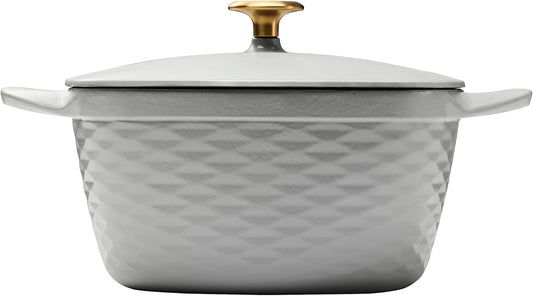 Prisma 7 Qt Enameled Cast Iron Covered Square Dutch Oven (Gray)