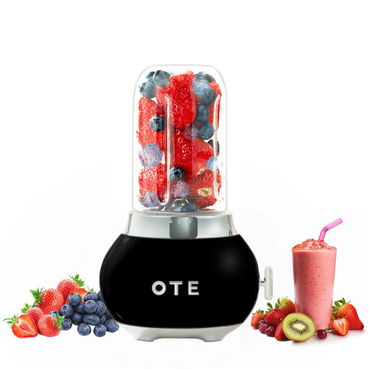 OTE Retro Blender Smoothie Maker 400ml Glass Container Black