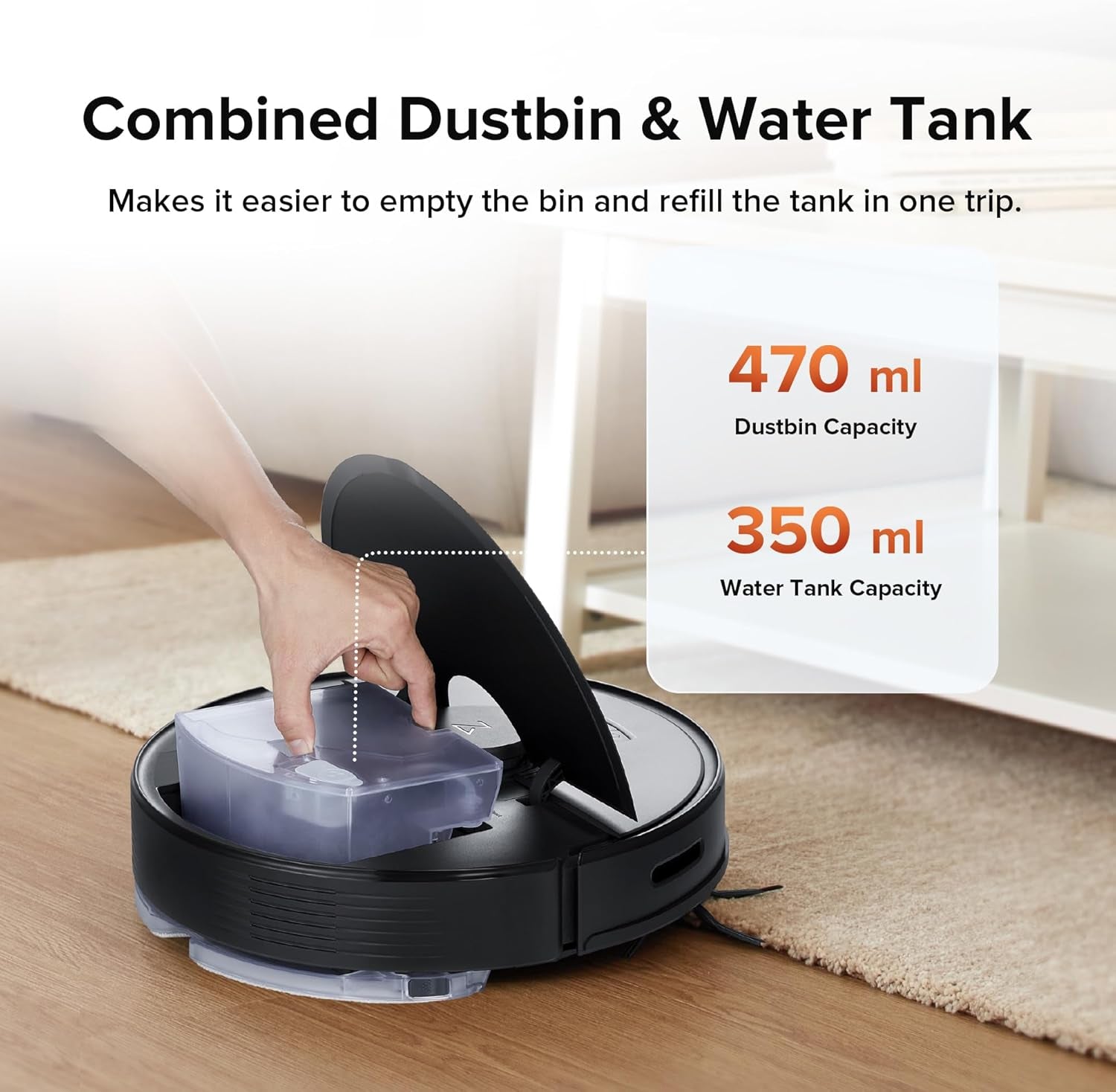 Roborock Q7 Max Robot Vacuum and Mop Cleaner, 4200Pa Strong Suction, Lidar Navigation, Multi-Level Mapping, No-Go&No-Mop Zones, 180Mins Runtime, Works with Alexa, Perfect for Pet Hair(Black)