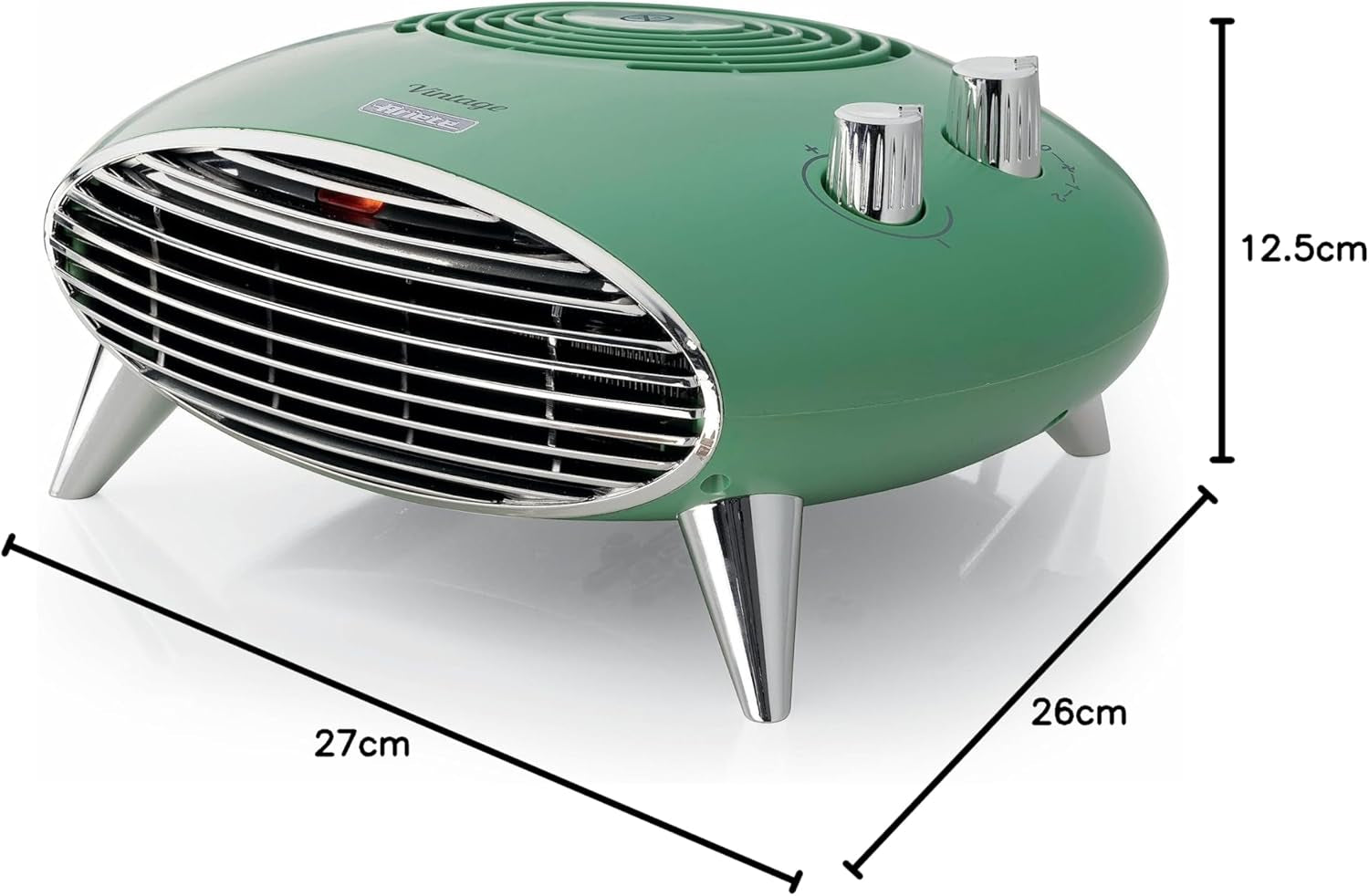 Ariete 8211 Termoventilatore Da Tavolo, Stufetta Elettrica, 2000W, Termostato, Silenzioso, Griglia E Piedi Cromati, Verde