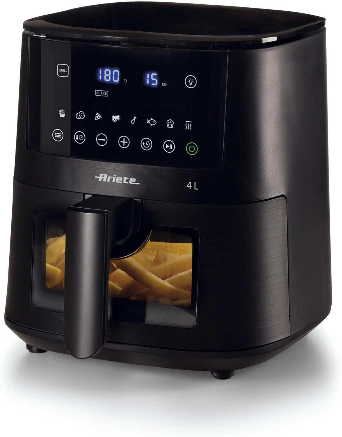 Ariete 4633 Friggitrice Ad Aria 4L, 1400W, Capacità 4L, 9 Programmi, Funzione Shake E Grill, Temperatura Fino a 200°C, Nero