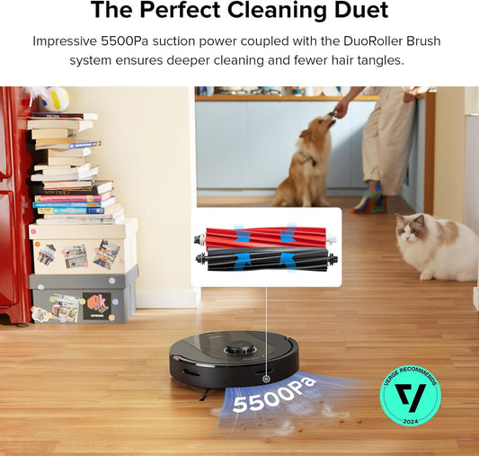 Roborock Q5 Pro Robot Vacuum and Mop Combo, 5500Pa Suction, Duoroller Brush, Lidar Navigation, Robotic Vacuum Cleaner with 240 Min Runtime, Smart No-Go Zone, Perfect for Pet Hair