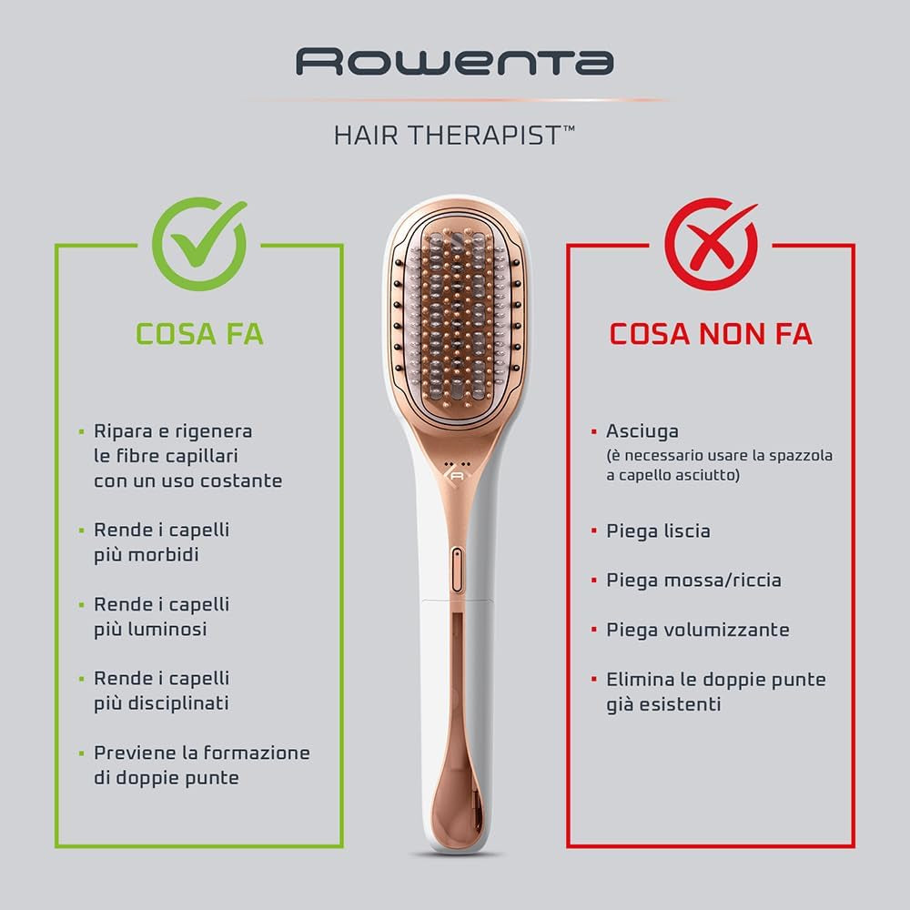 Rowenta Hair Care Brush Repairs and Strengthens Damaged Hair Immediate Results