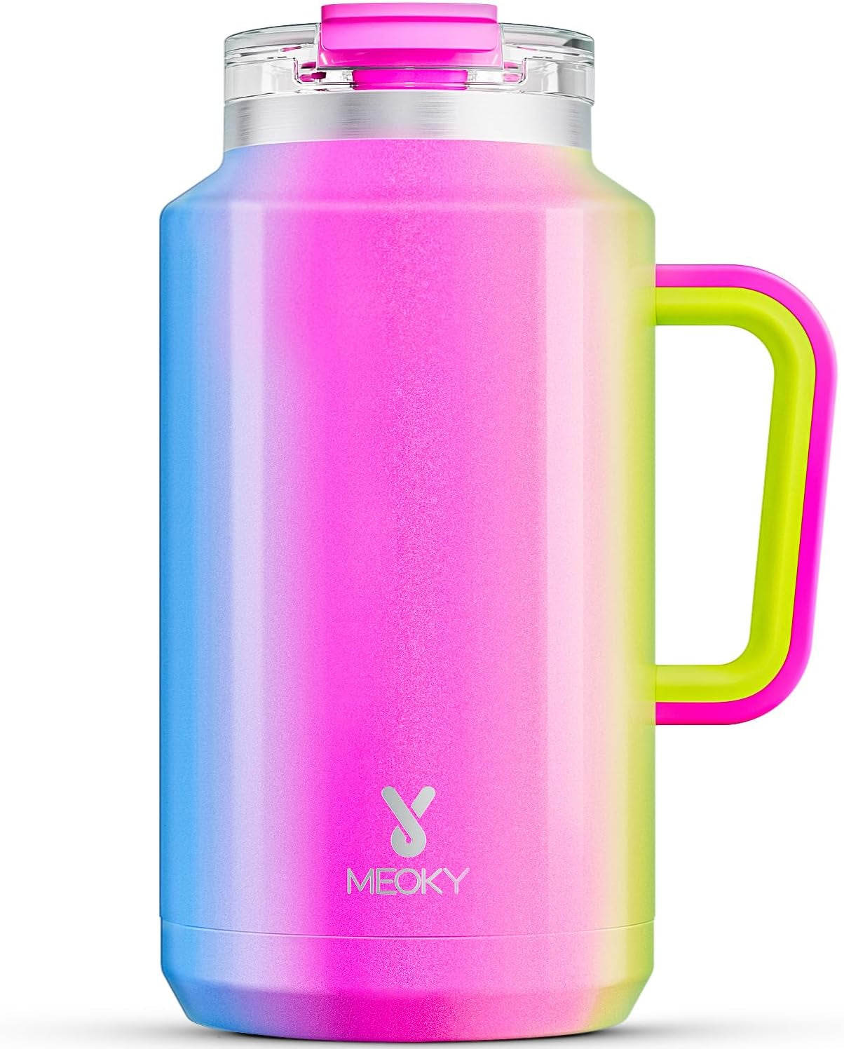 Meoky 50 Oz Tumbler with Handle, Stainless Steel Vacuum Insulated Tumbler with Lid and Straw, Keeps Cold for 36 Hours, 100% Leak-Proof, Bpa-Free (Carnival)