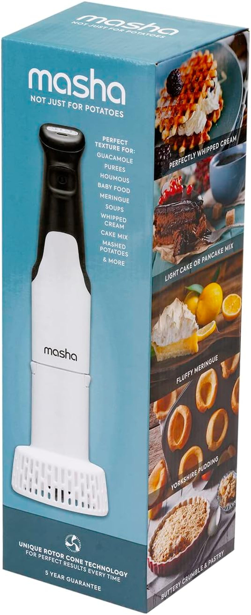 Masha Official Electric Potato Masher Hand Blender 3-In-1 Multi Tool Blends Purees Whisks - Immersion Mixer - Vegetables & Potatoes - Soup Maker