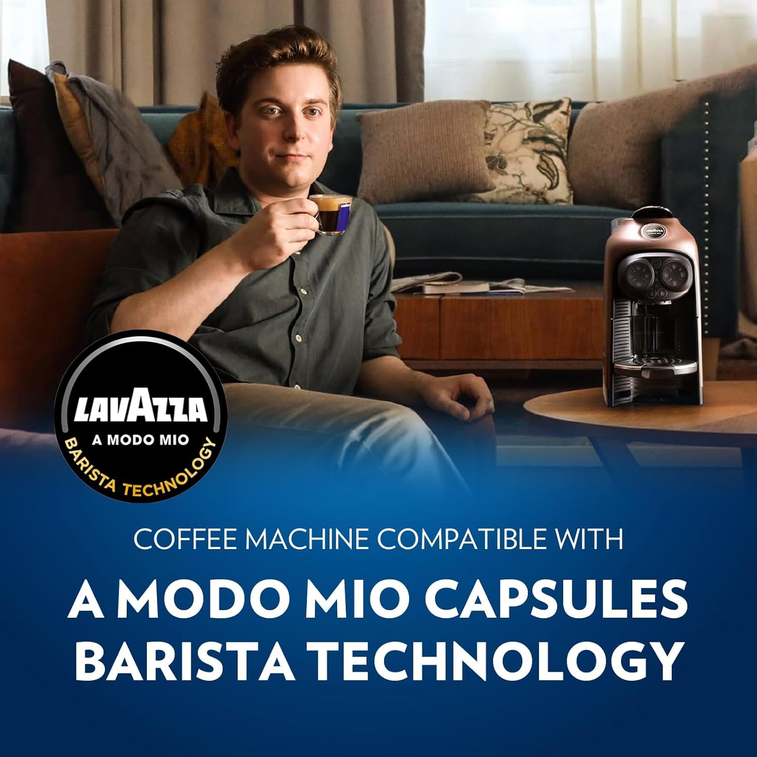 , a Modo Mio Tiny Eco, Coffee Capsule Machine, Compact, Compatible with a Modo Mio Coffee Pods, with Automatic Shut-Off, Removable and Adjustable Cup Rest, 1450 W, 220-240 V AC, 50-60 Hz, Black