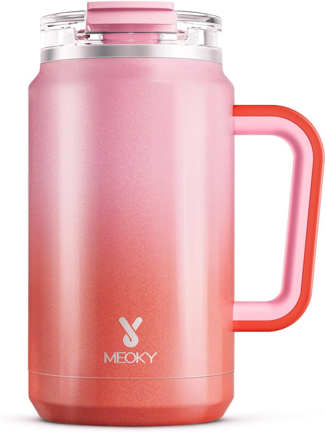 Meoky 32 Oz Tumbler with Handle, Stainless Steel Vacuum Insulated Tumbler, Keeps Cold for 30 Hours, 100% Leak-Proof, Bpa-Free (Carnival)