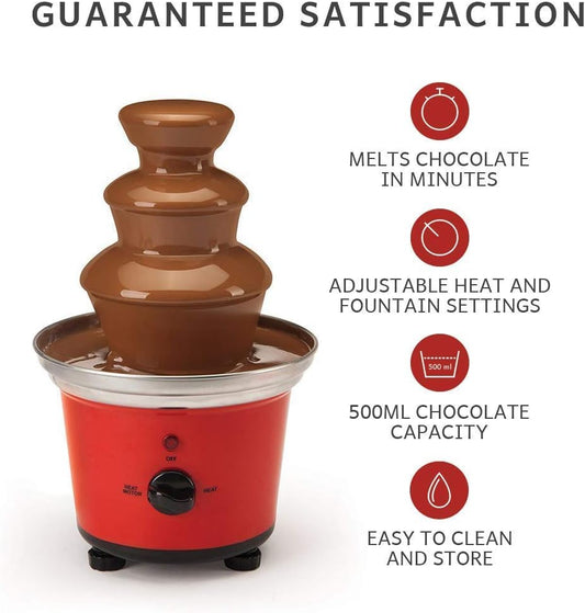 Sensio Chocolate Fountain Fondue Electric 3-Tier 2 Adjustable Settings 500ml Capacity