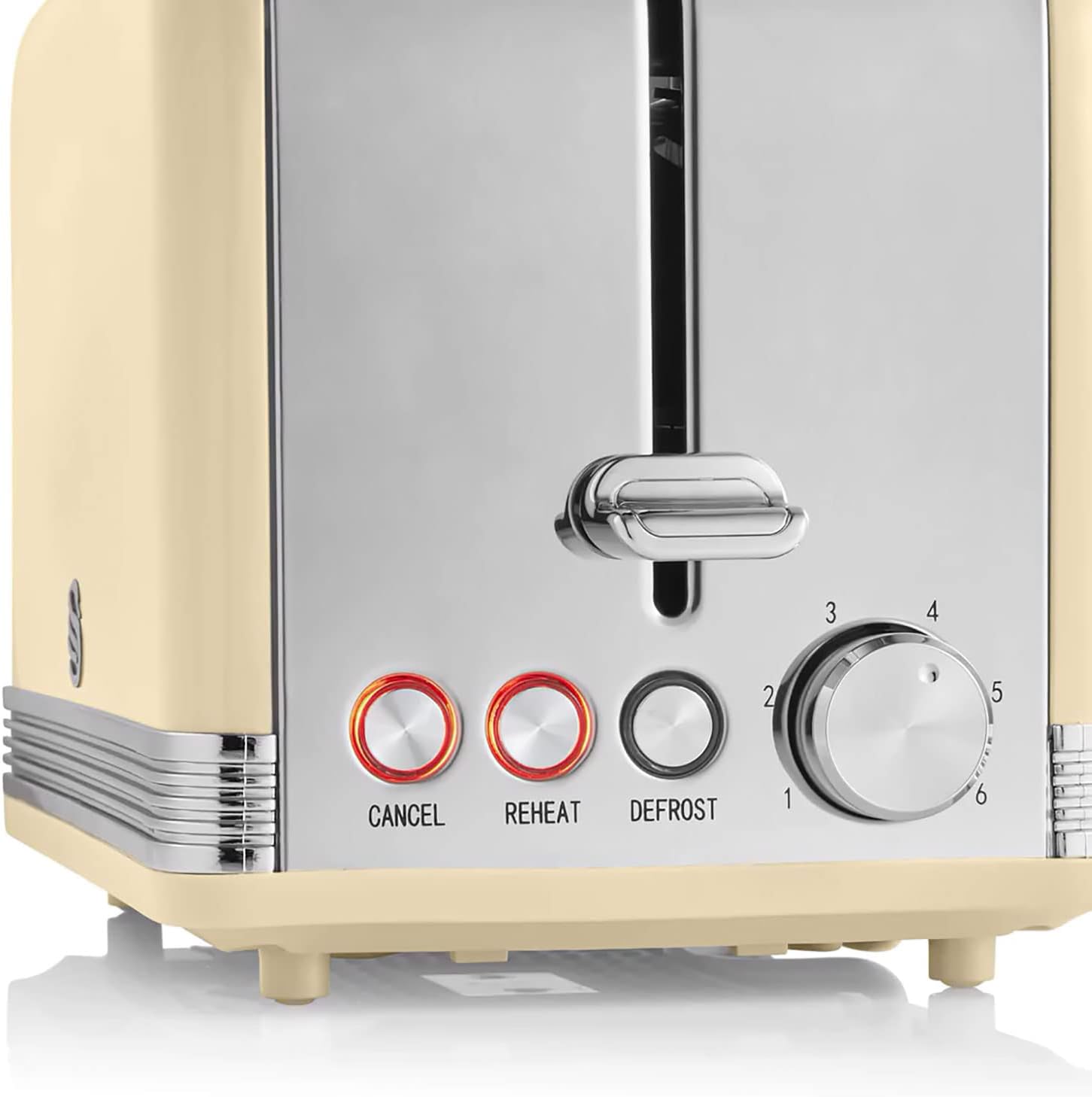 Swan Retro Breakfast Set Stainless Steel Kettle 1.8L & 2-Slice Toaster 6 Level Browning Control Cream Color