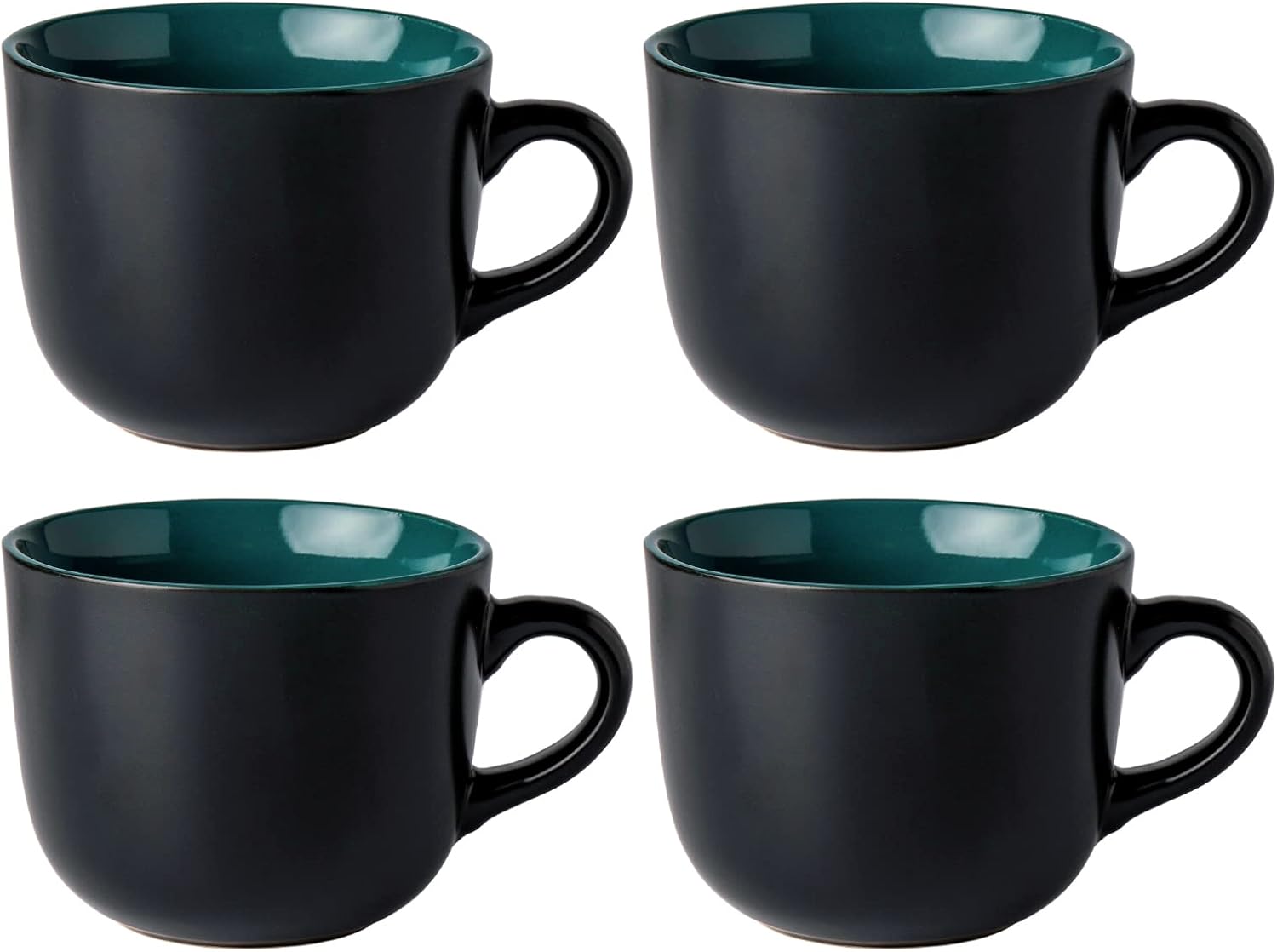 Jumbo Soup Mugs with Handles, 24 Oz Large Coffee Mugs Set of 4, Ceramic Soup Bowls for Coffee,Cereal,Snacks,Salad,Noodles Etc Soup Cups,Microwave&Dishwasher Safe-Colorful Inside