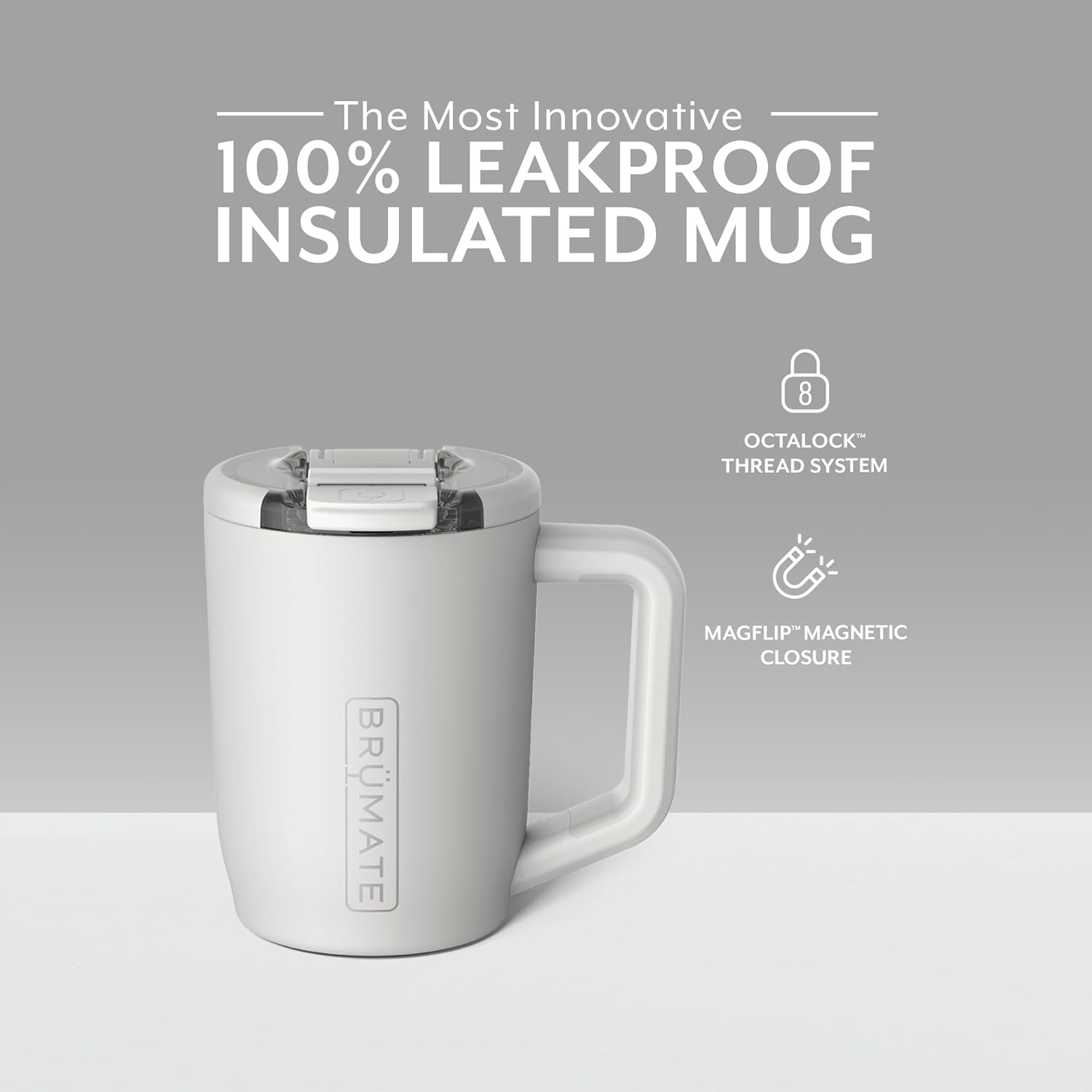 Brümate Müv Stainless Steel Coffee Mug with Handle & Lid 450ml (Dune)