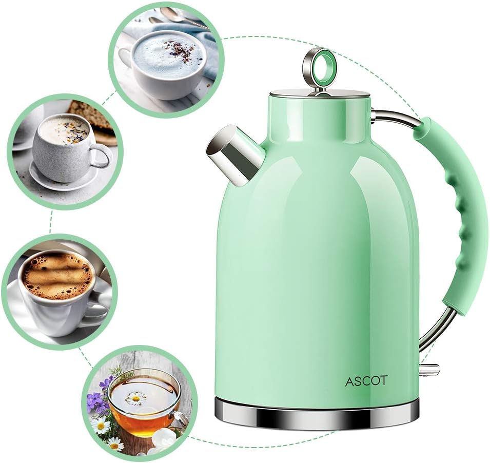 ASCOT Retro Electric Kettle Stainless Steel 1.5L Auto Shut-Off 1500W 