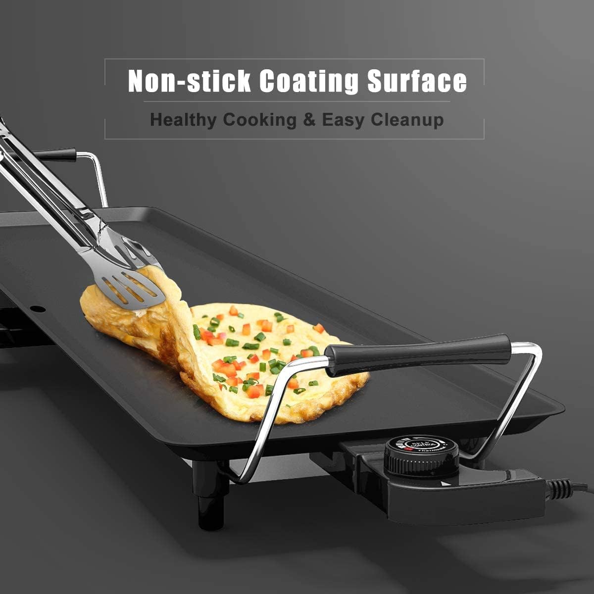 SIMOE Electric Griddle Teppanyaki Grill with Nonstick Surfaces & Adjustable 5 Temperature Setting