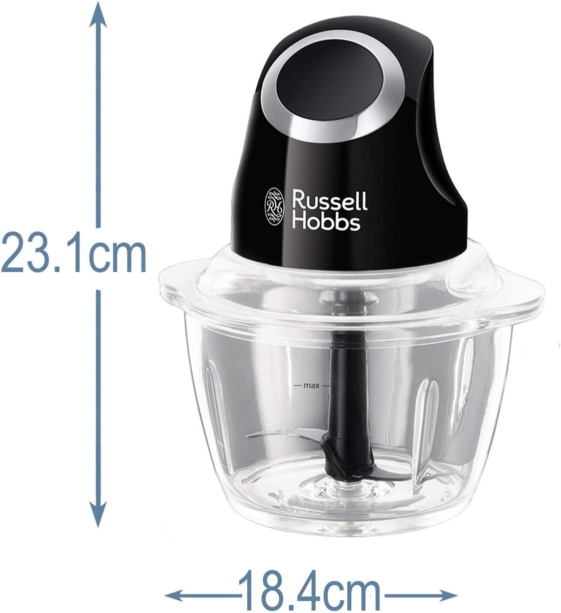 Russell Hobbs Electric Chopper 1L Glass Bowl with 500Ml Food Capacity One Touch Operation 200W