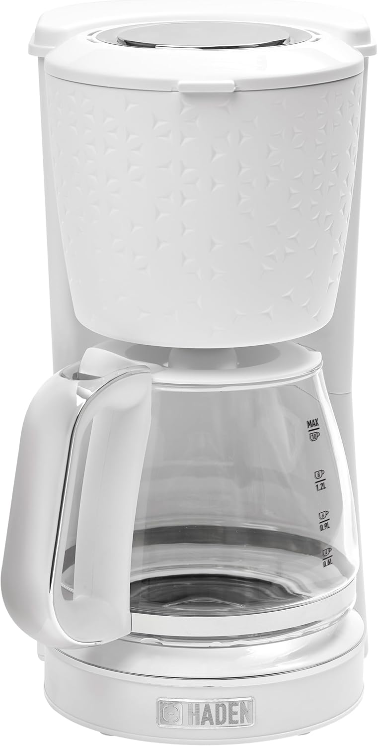 HADEN Starbeck Drip Coffee Machine Drip and Keep Warm Function 1.5 Liter  White/Chrome