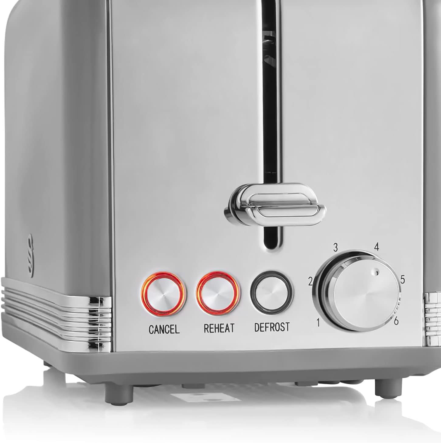 Swan Retro Breakfast Set Stainless Steel Kettle 1.8L & 2-Slice Toaster 6 Level Browning Control Grey Color