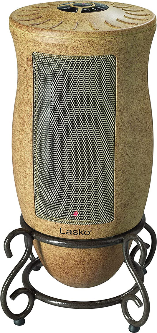 Lasko Oscillating Designer Series Ceramic Space Heater for Home with Adjustable Thermostat, Timer and 2-Speeds, 16 Inches, 1500W, Beige, 6405