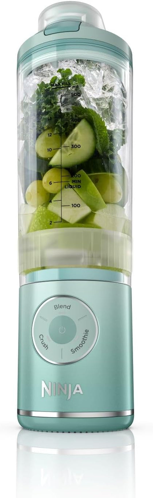 Ninja Blast Max, Portable Blender + Twist & Go, Personal Blender, Ninja Blender, Smoothie, Blend, Ice Crush, 3 Programs, Cordless, 22Oz Removable Vessel, Dishwasher Safe, Leakproof, Sea Glass, BC251MT