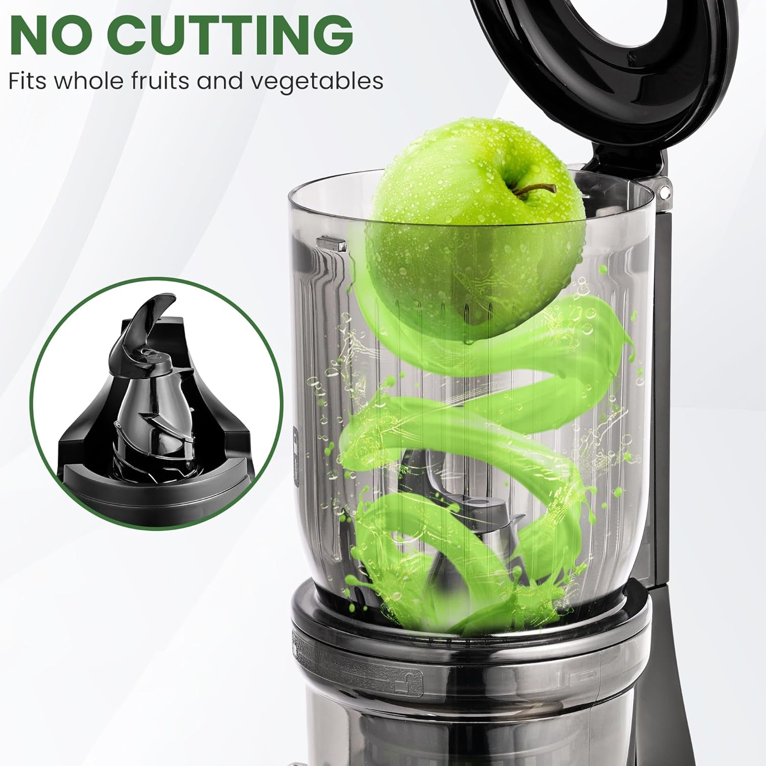 Pukomc Juicer Machines, Cold Press Juicer with 4.1'' Large Feed，Slow Masticating Machines Chute Fit Whole Vegetable and Fruit，High Juice Yield Juicer Easy to Clean