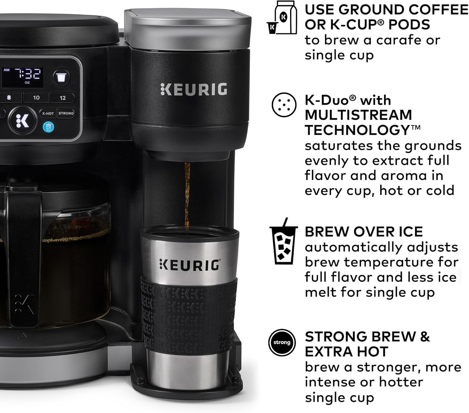 Keurig K-Duo Hot & Iced Single Serve & Carafe Coffee Maker, Multistream Technology, 72Oz Reservoir (Gen 2)