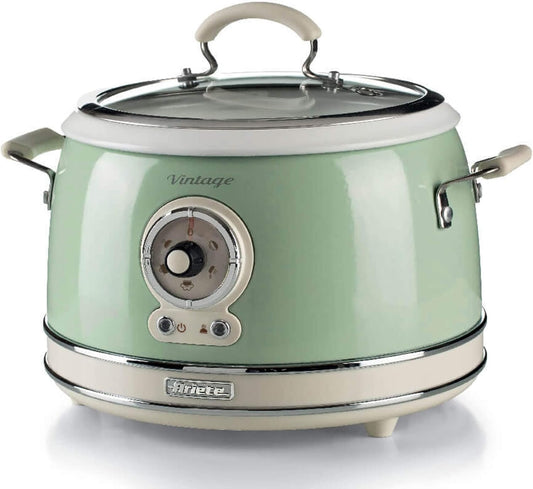 Ariete 2904 Rice Cooker - Cuociriso Elettrico Con Bowl in Ceramica - Sushi Fatto in Casa - Multicooker - Linea Vintage - 3,5 L - 650 W - Verde