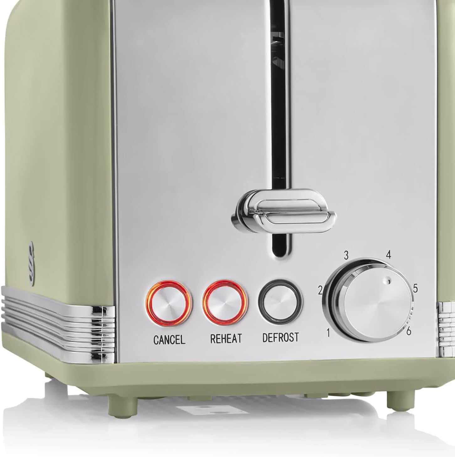 Swan Retro Breakfast Set Stainless Steel Kettle 1.8L & 2-Slice Toaster 6 Level Browning Control Green Color