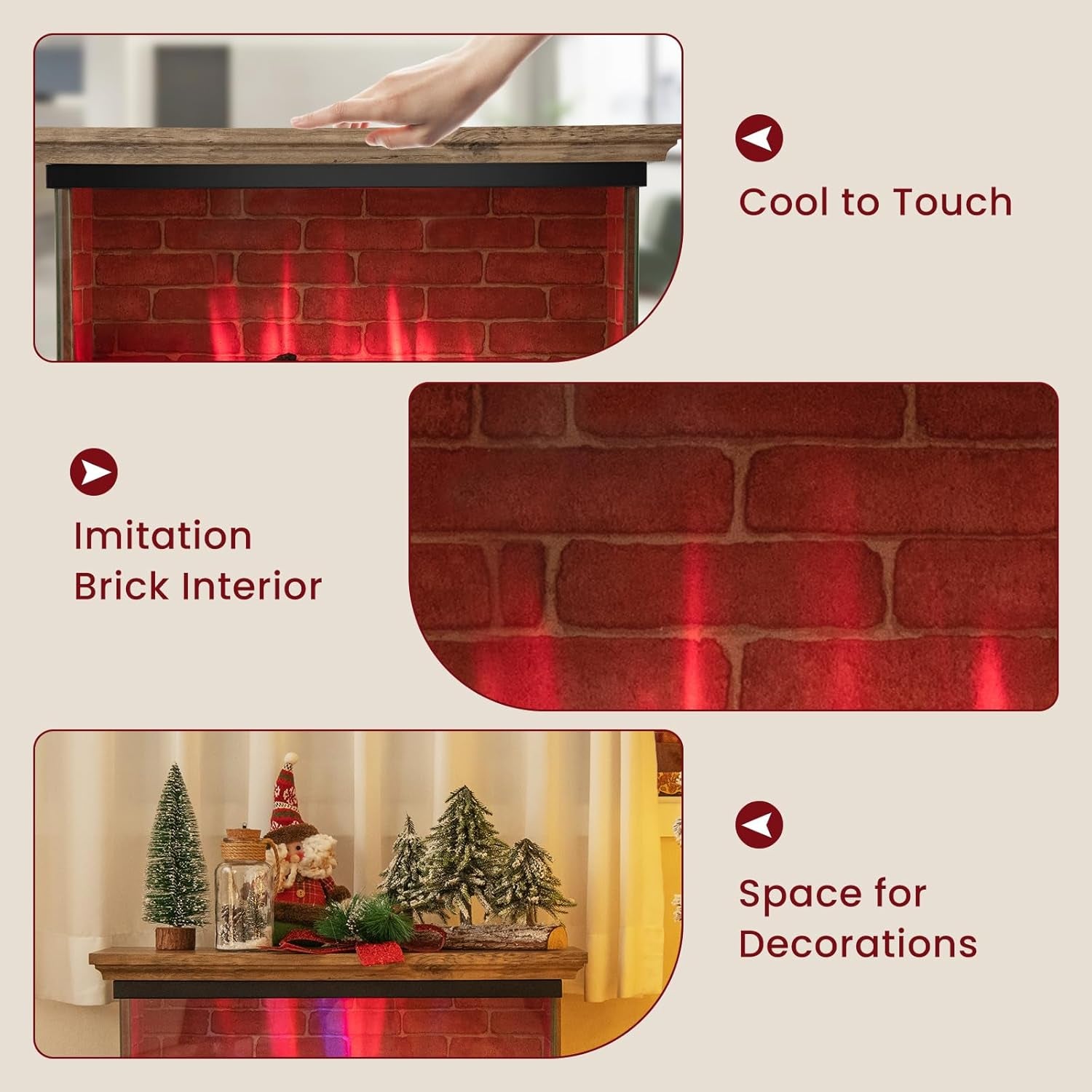 SIMOE Electric Fireplace 3D Flame & 7 Flame Colors Overheat Protection & Remote Control & Timer