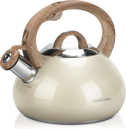 Tea Kettle,2.0Qt Loud Whistling Kettle Stovetop for Boiling Water Coffee or Milk, Food Grade Stainless Steel Tea Kettles with Wood Pattern Handle and Anti-Rust,Suitable for All Heat Sources