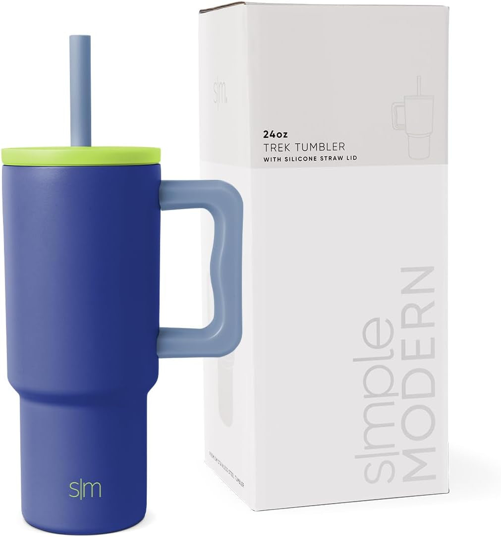 Simple Modern Kids 24 Oz Tumbler with Handle and Silicone Straw Lid | Spill Proof and Leak Resistant | Reusable Stainless Steel Bottle | Gift for Kids Boys Girls | Trek Collection | Asteroid