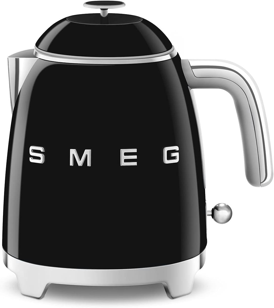 SMEG Mini 50'S Retro Style 3 Cup Electric Kettle with Double Wall anti Slip Base and Water Level Indicator (Black)