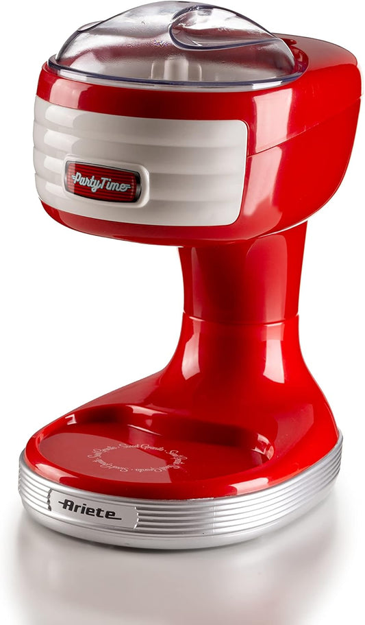 Ariete 76 Ice Crusher Party Time, Macchina per Tritare Il Ghiaccio, 30 W, Cestello Tritaghiaccio Removibile, Lame in Acciaio Inox, Rosso