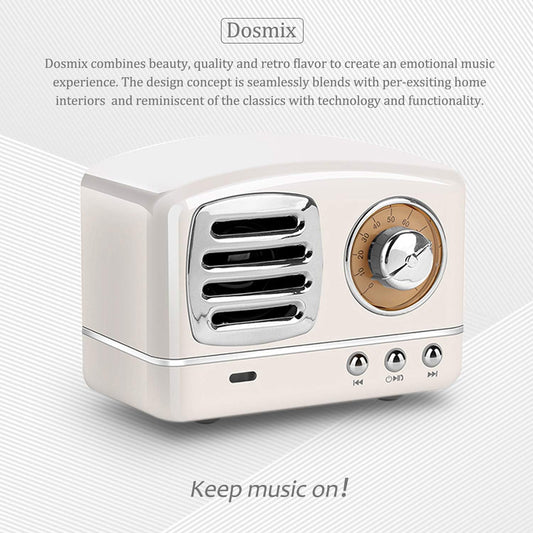 Dosmix Wireless Retro Speakers with Powerful Sound Alexa Support White