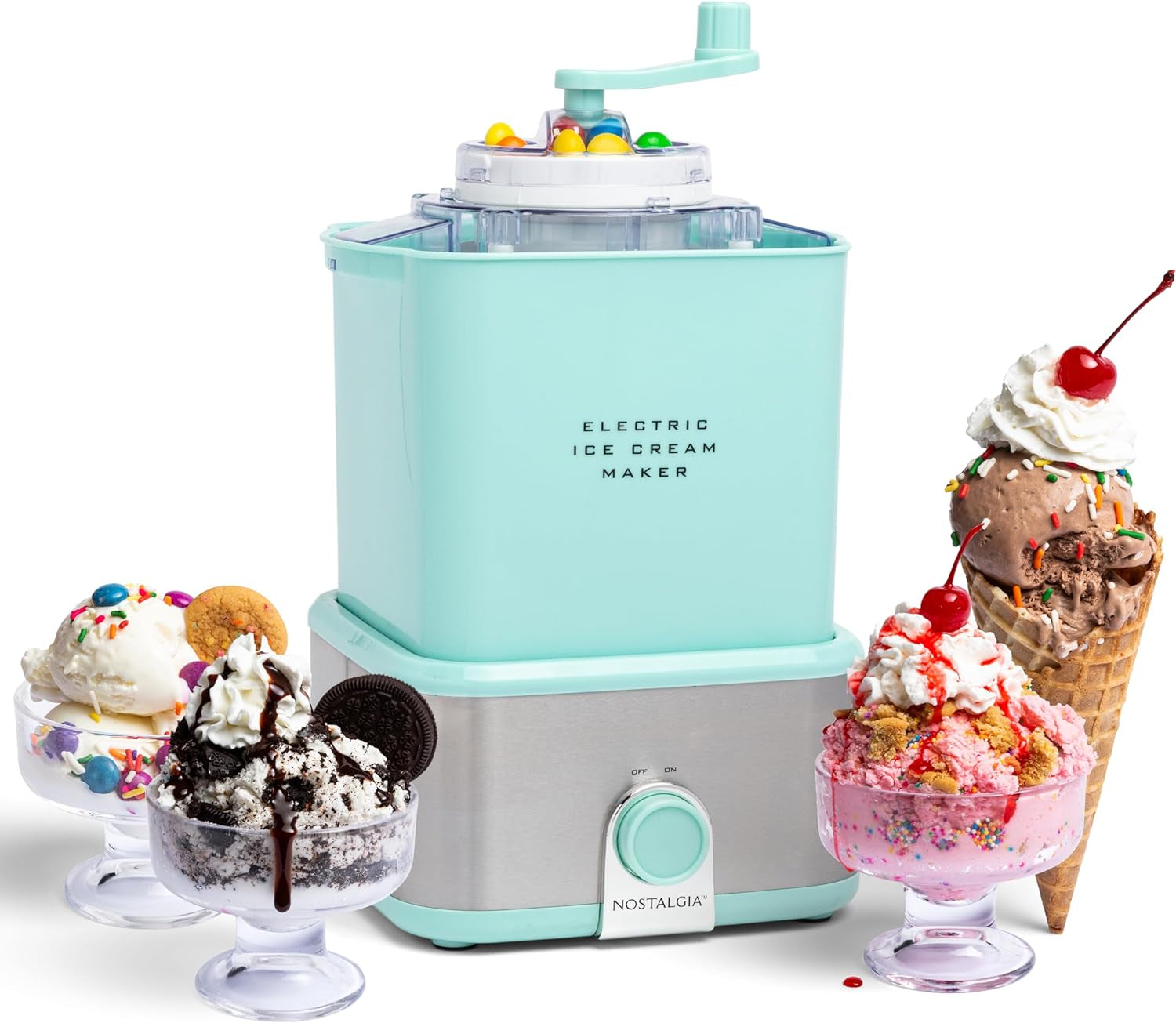 Nostalgia Electric Ice Cream Maker with Candy Crusher