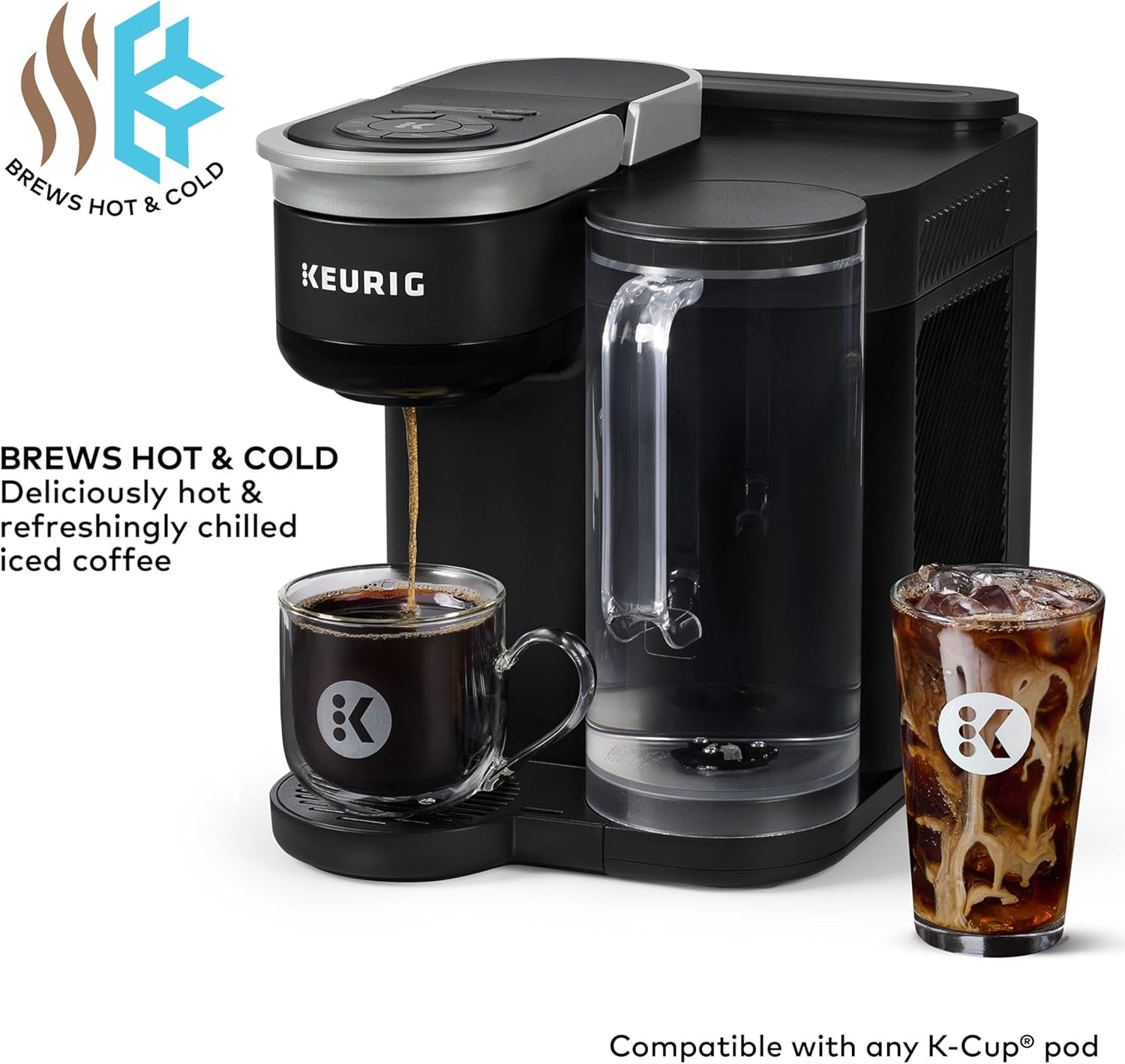 Keurig K-Brew+Chill Iced or Hot Single-Serve K-Cup Coffee Maker with Multistream and Quickchill Technology, 70Oz. Removable Reservoir