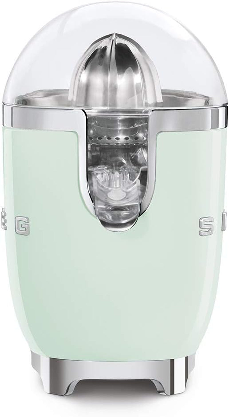 SMEG 50'S Retro Style Citrus Juicer with Drip Free Spout, Automatic Activation, and Efficient Straining, Pastel Green CJF11PGUS