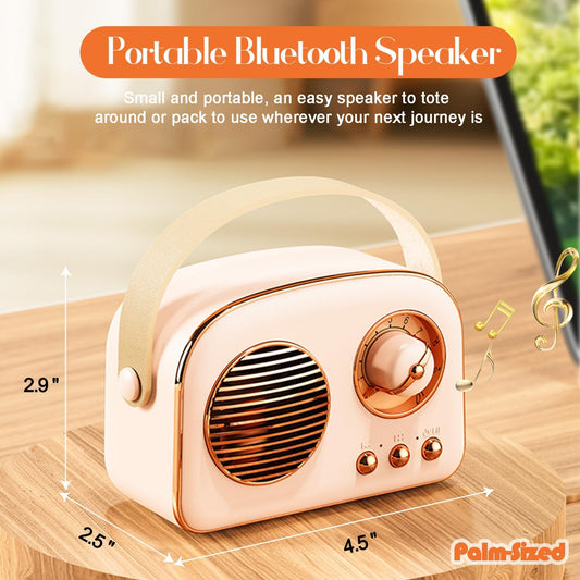 Retro Bluetooth Speaker with TWS Vintage Decor Light Pink