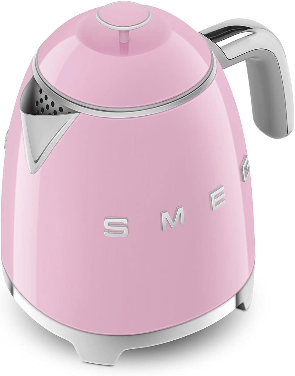 SMEG Mini 50'S Retro Style 3 Cup Electric Kettle with Double Wall anti Slip Base and Water Level Indicator (Pink)