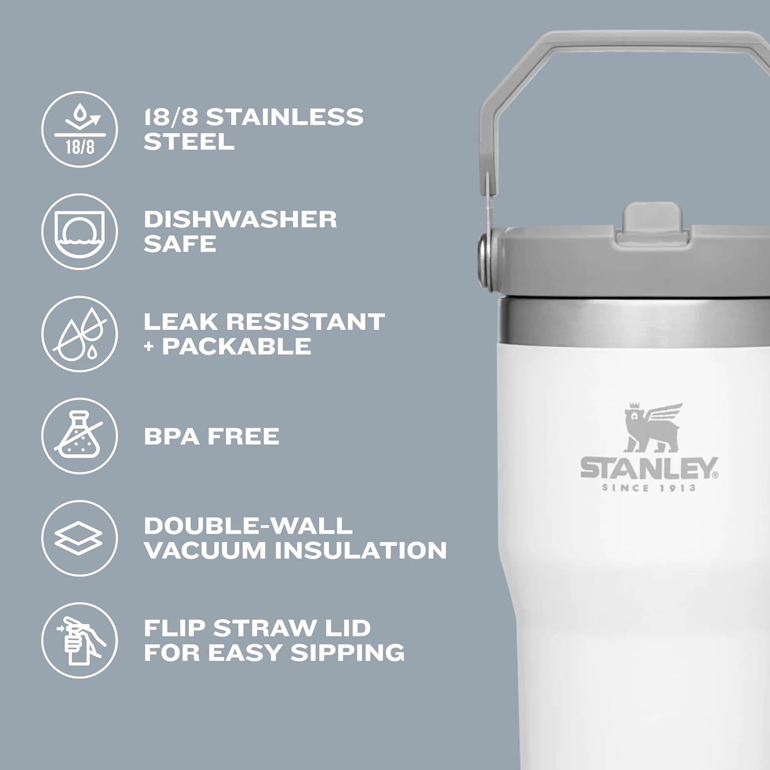 Stanley Water Bottle Tumbler with Straw Insulated Stainless Steel 900ml