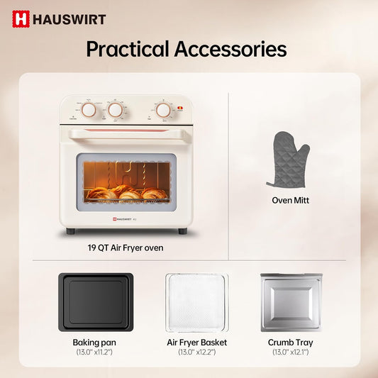 Hauswirt Retro Electric Oven & Air Fryer Combo 26.5Litter 190°F-450°F 1600W White