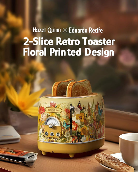 Hazel Quinn X Eduardo 2-Slice Retro Toaster 6 Browning Levels 3 Functions