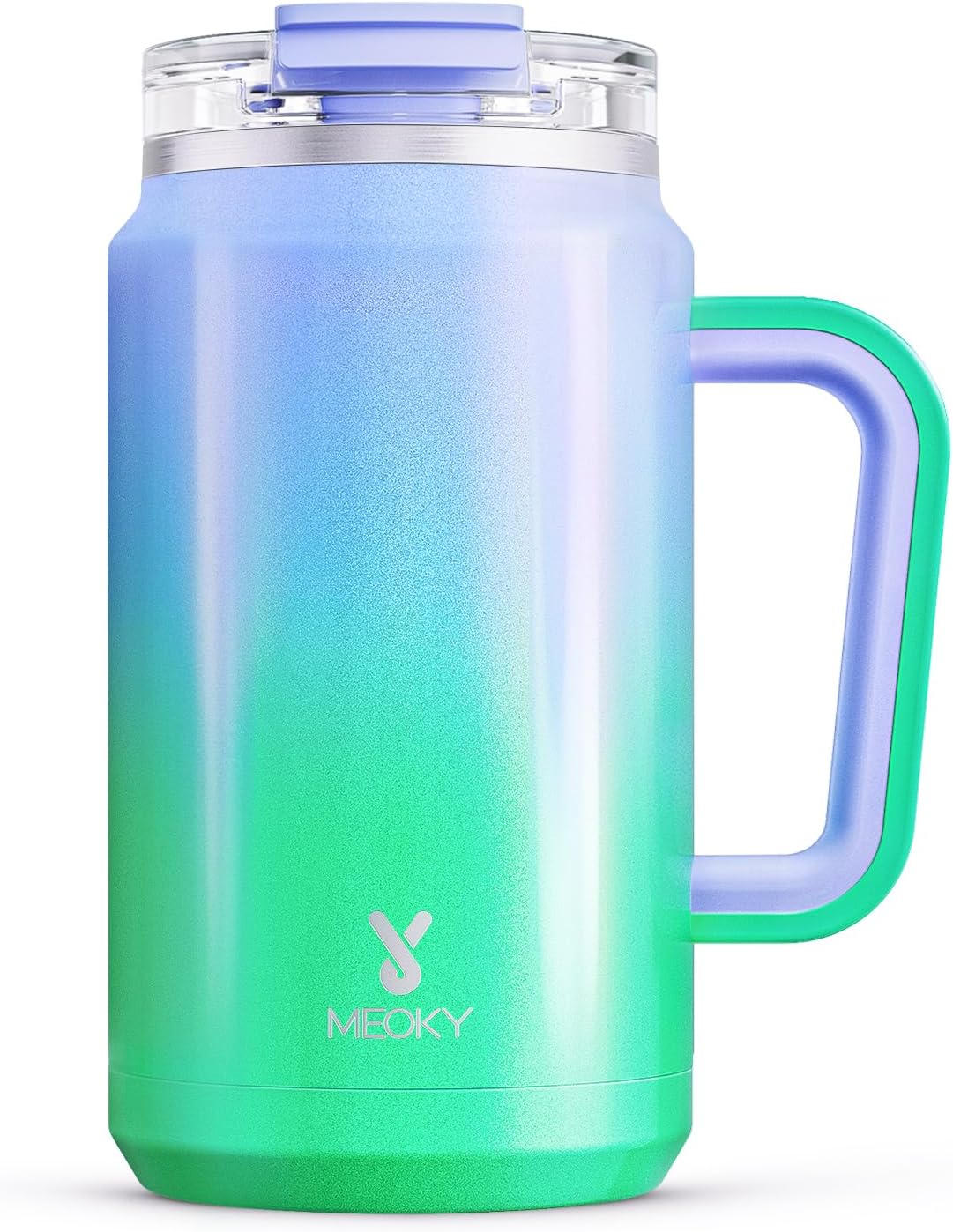 Meoky 32 Oz Tumbler with Handle, Stainless Steel Vacuum Insulated Tumbler, Keeps Cold for 30 Hours, 100% Leak-Proof, Bpa-Free (Carnival)