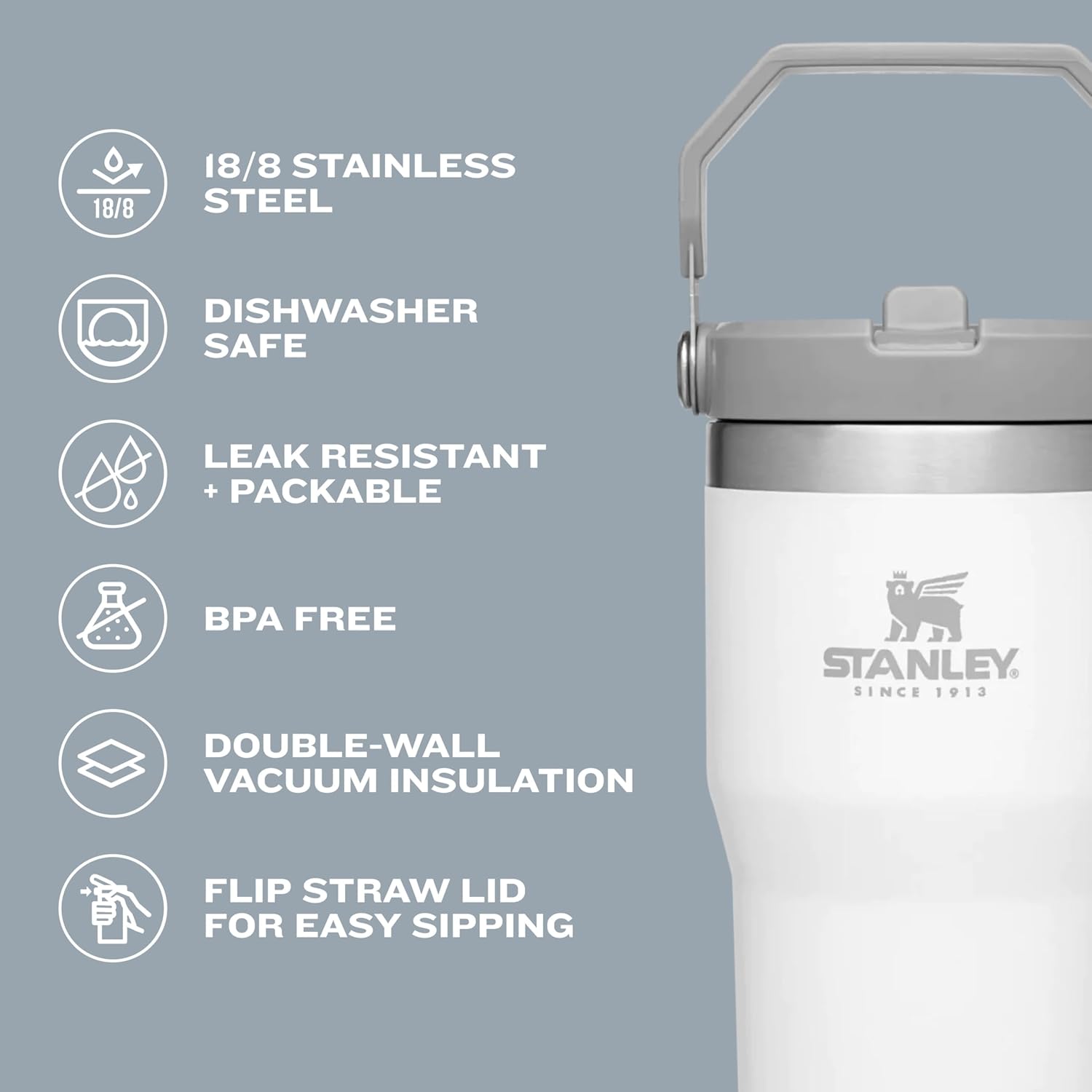 Stanley Water Bottle Tumbler with Straw Insulated Stainless Steel 590ml