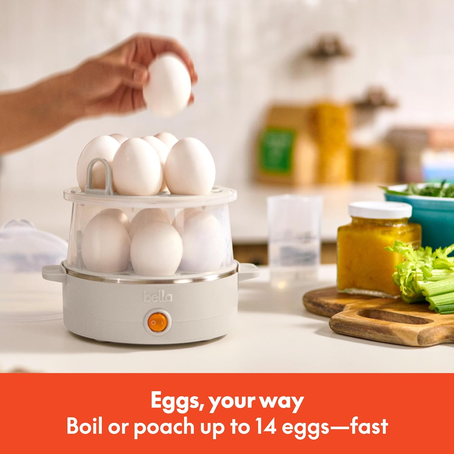 Bella Electric Egg Cooker 14 Eggs Tray Auto Shutoff 360W