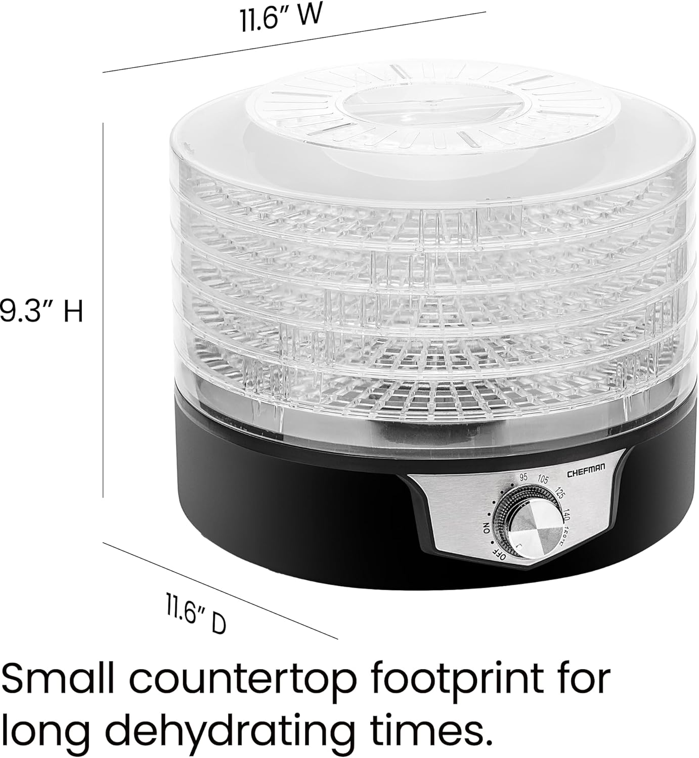 Chefman Food Dehydrator Adjustable Temperature Control 5 Tray