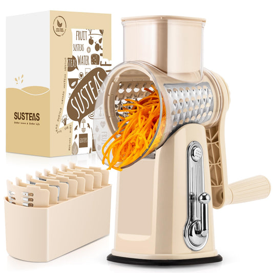 SUSTEAS Rotary Vegetable Shredder with 5 Well-designed Blades & Strong Suction Base