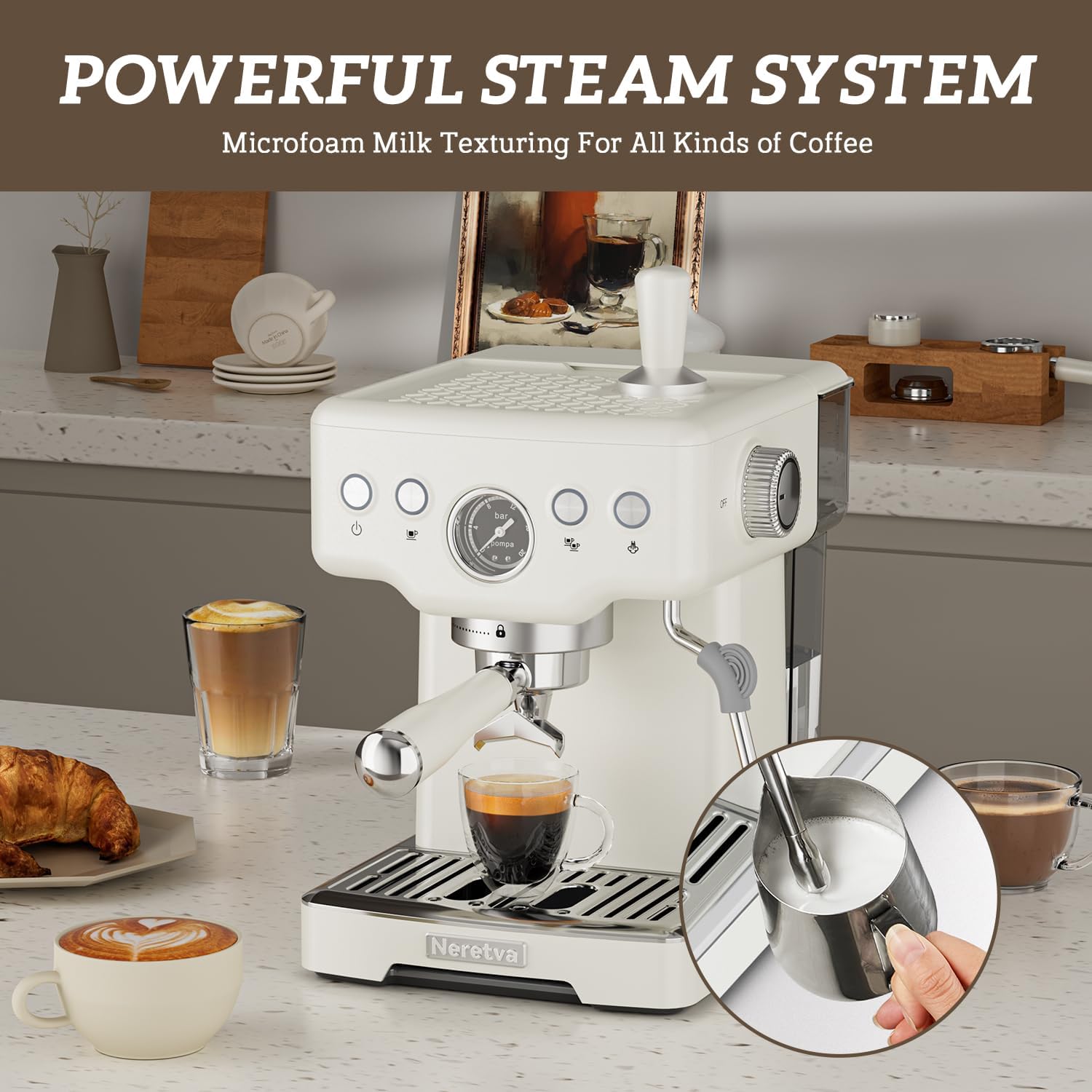 Neretva Professional Coffee and Espresso Machine for Home Barista 