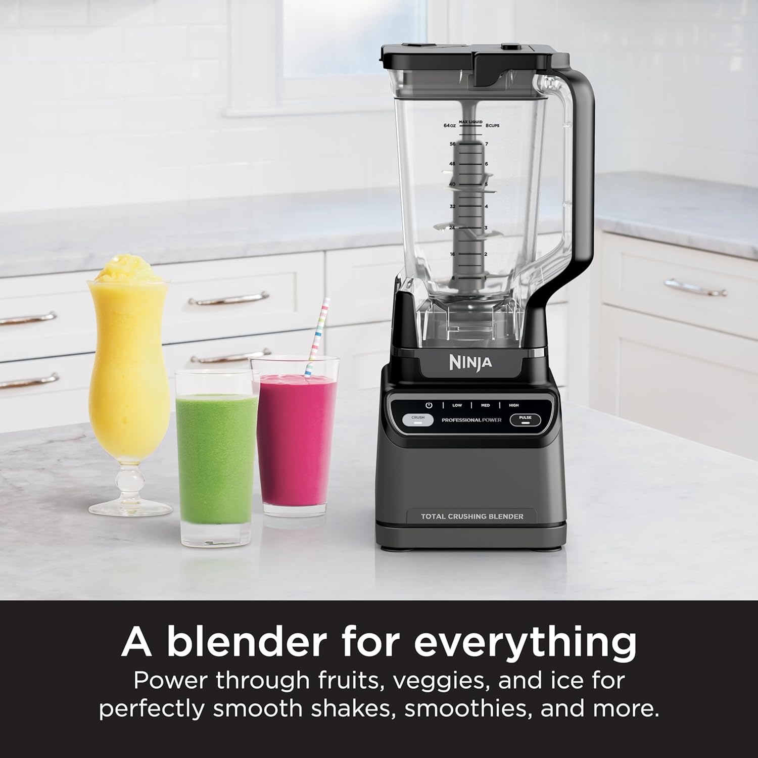 Ninja BR201AMZ Professional Blender 2.0, 1200 Watts, Auto-Iq Program, Total Crushing Blades, 72-Oz. Pitcher, 4 Manual Speeds for Smoothies, Shakes, and Frozen Drinks, Dishwasher-Safe Parts, Dark Grey